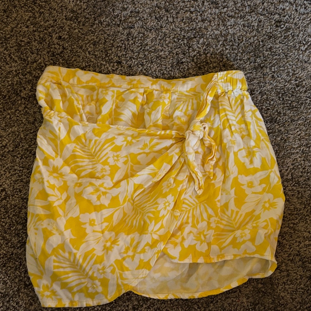Yellow Floral Wrap shorts